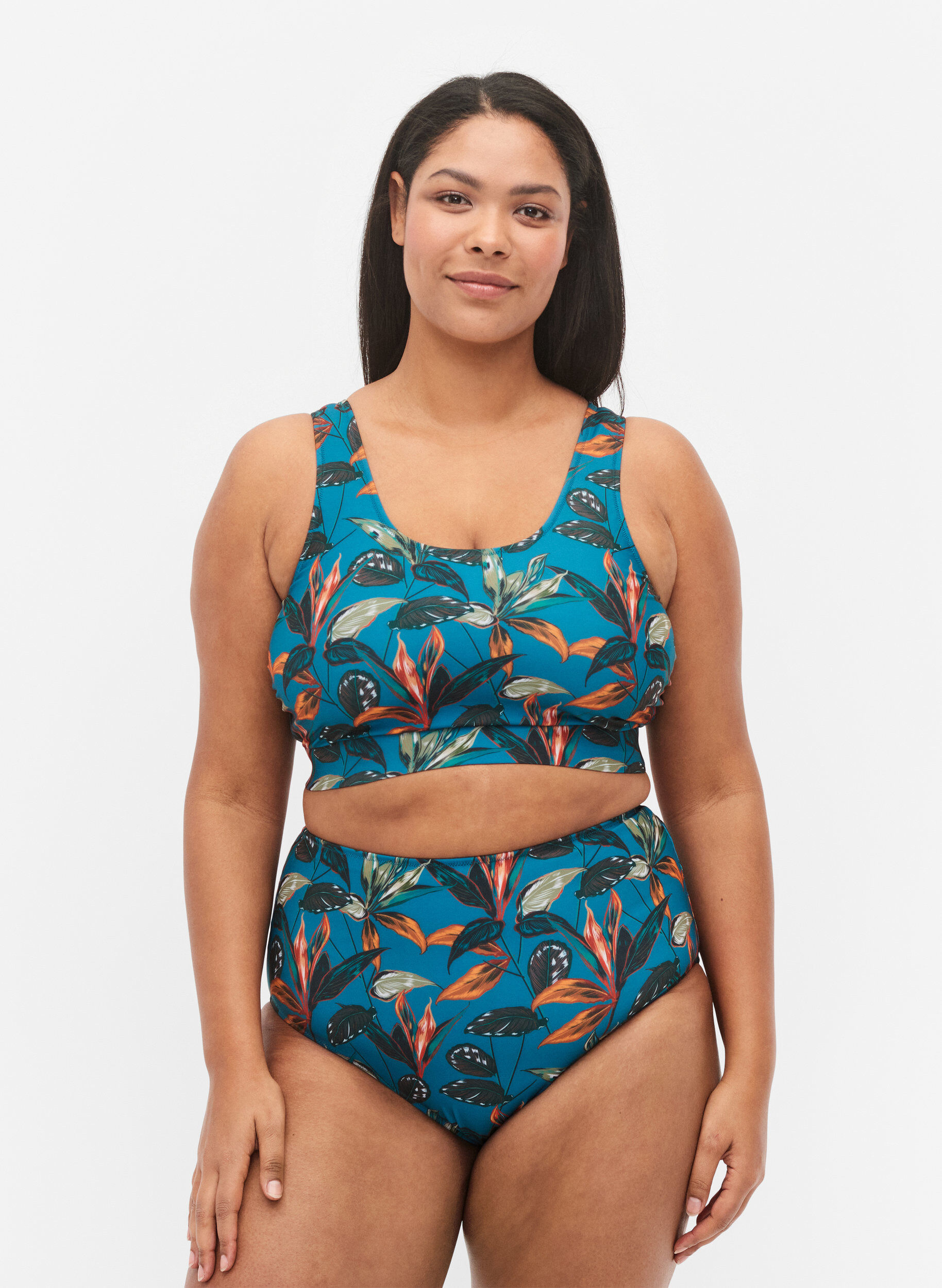 Højtaljet bikini underdel med print