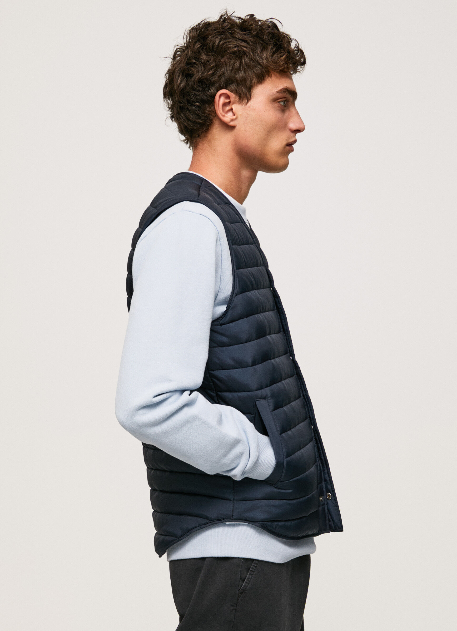 Colete acolchoado com fecho de botão - Azul Dulwich