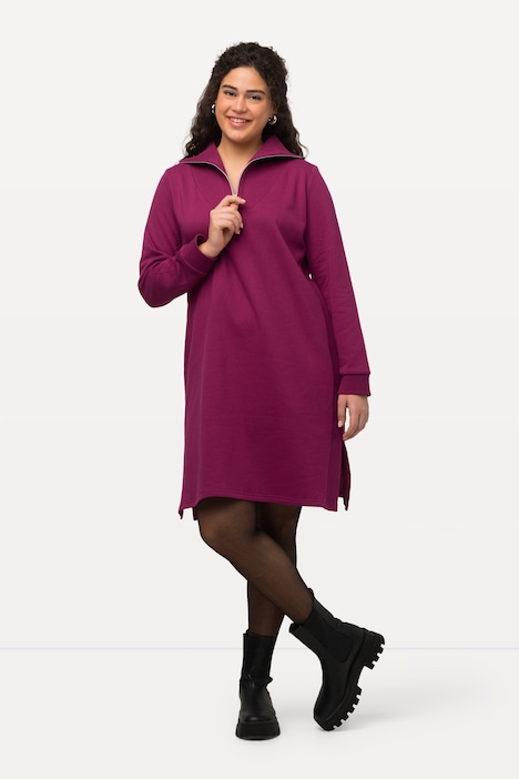 Sweatkleid, Troyerkragen, Reißverschluss, Langarm
