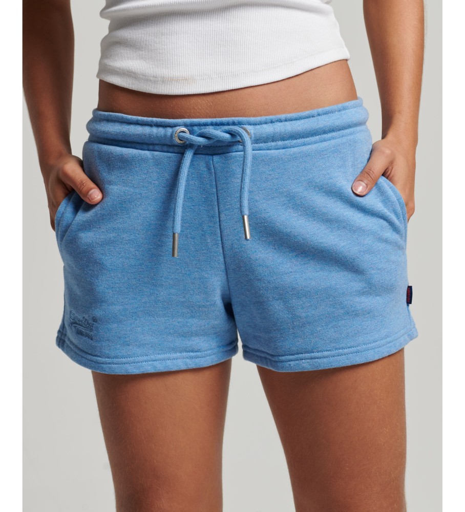 Shorts de malha Superdry Vintage com logo bordado azul