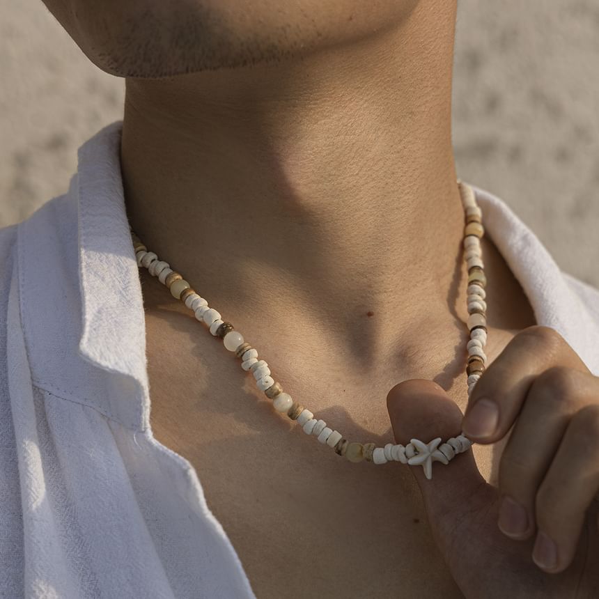 Gretlyn - Witte schelp zeester kralen ketting
