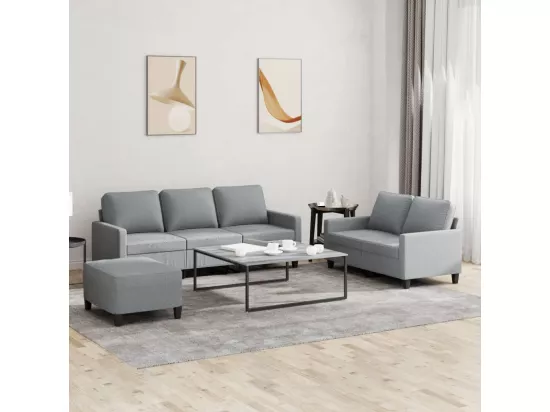 Ensemble de canapés 3 pièces avec coussins Gris clair Tissu