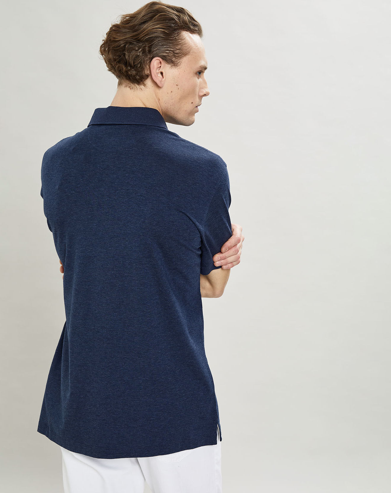 Hackett London Polo chiné mercerisé Classic Fit bleu