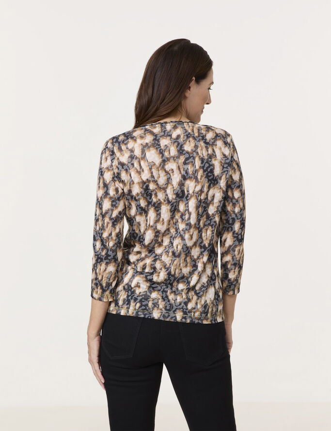 Gerry Weber T-SHIRT 3/4 SLEEVE Black/camel leopard print