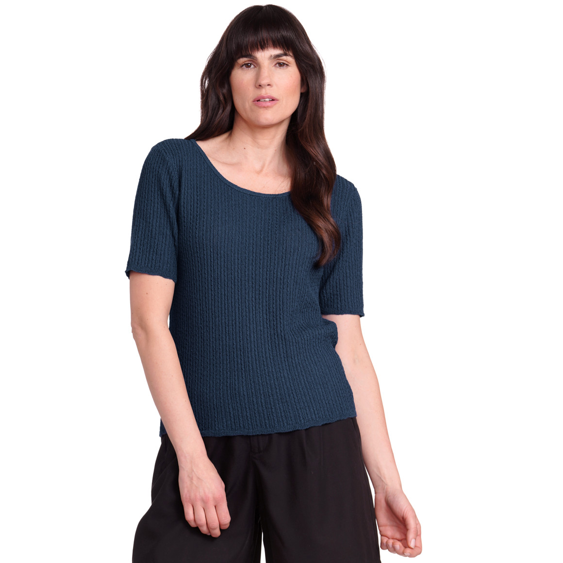 Gina Benotti Damen Shirt mit Strukturmuster dunkelblau