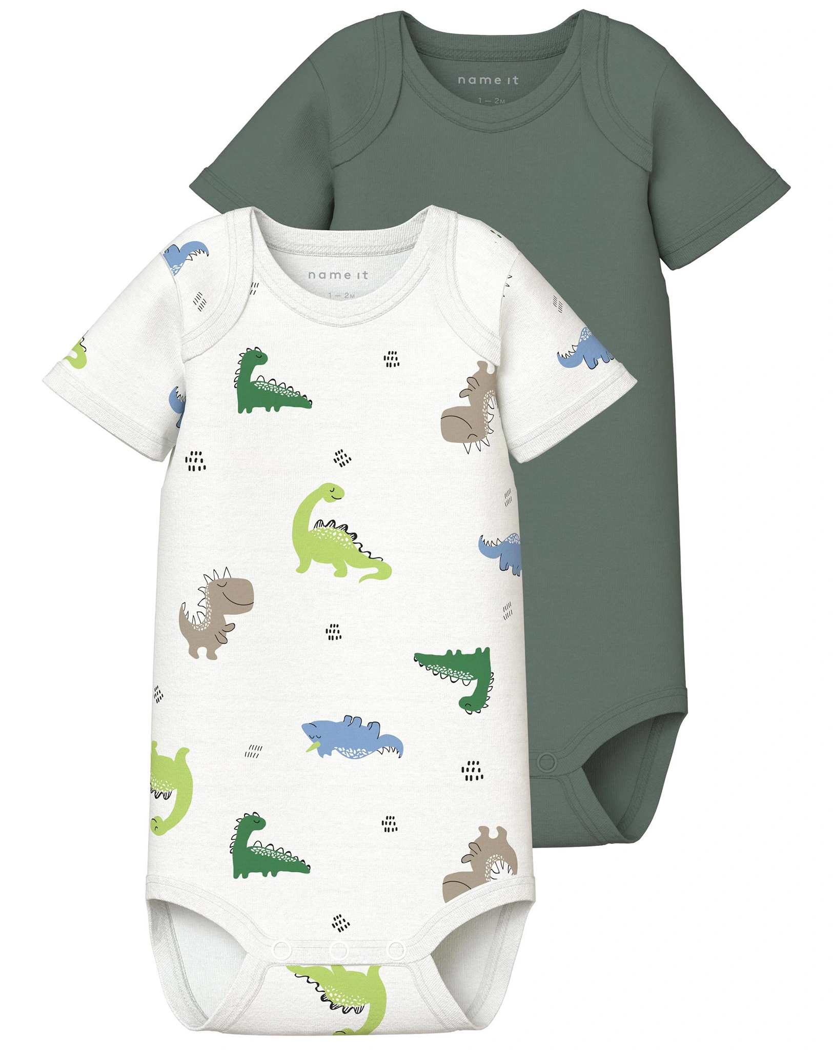 Kurzarm-Body NBMBODY WILD DINOS 2er Pack in weiß/grün