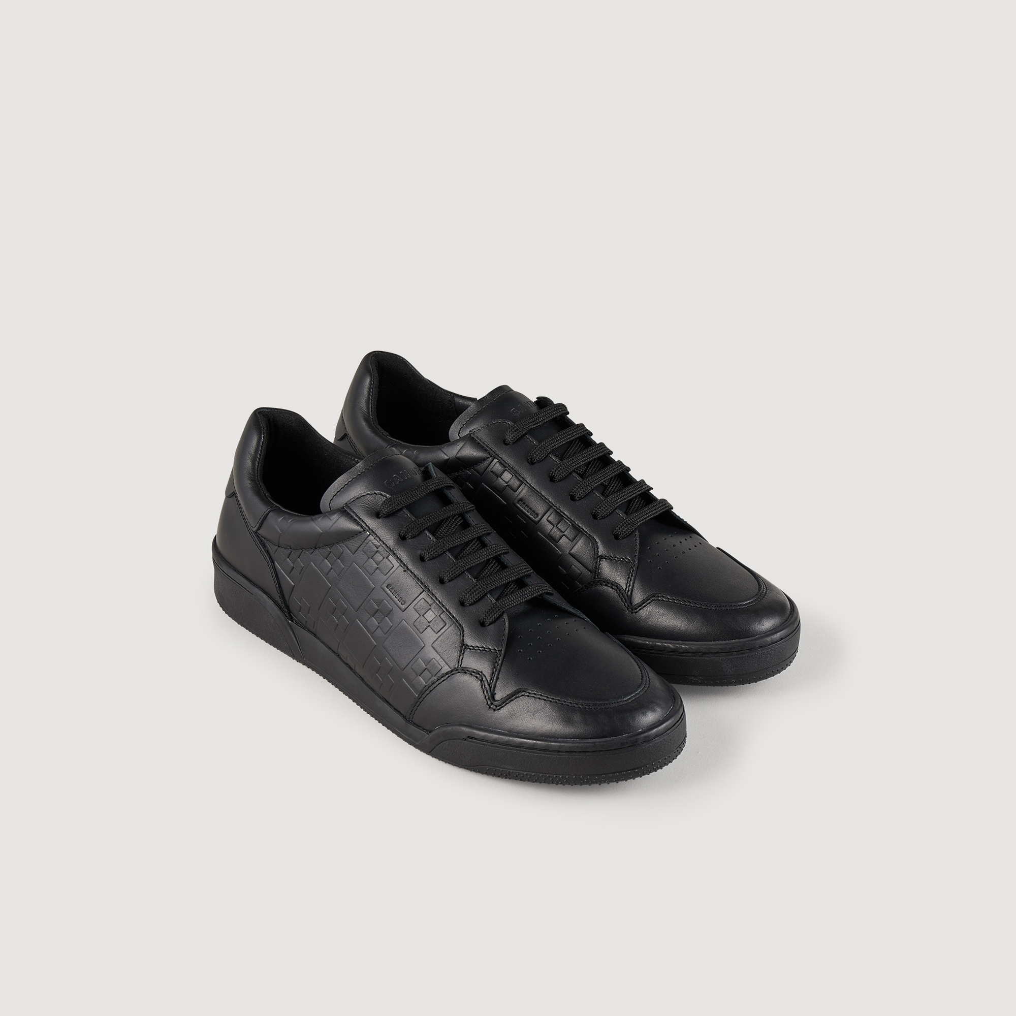 Sneakers en cuir embosse square cross