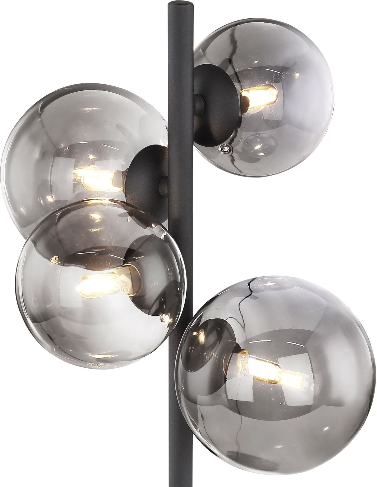 LED-Tischleuchte - schwarz matt - rauchfarben - 4-flammig