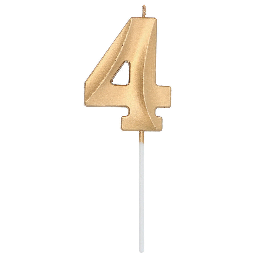 Verjaardagskaars metallic goud - 4 jaar