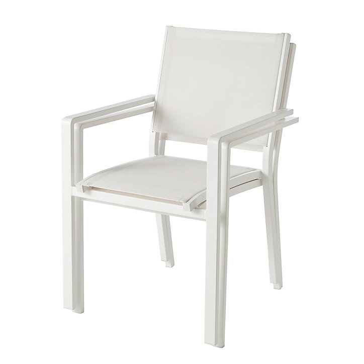 Fauteuil de jardin GoodHome Batz en aluminium et polyester - Coloris blanc éclatant - Hauteur 86 cm