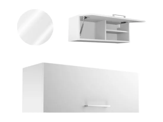 Armoire de salle de bain suspendue horizontale Pawlacz de 80 cm avec étagère blanche chromée