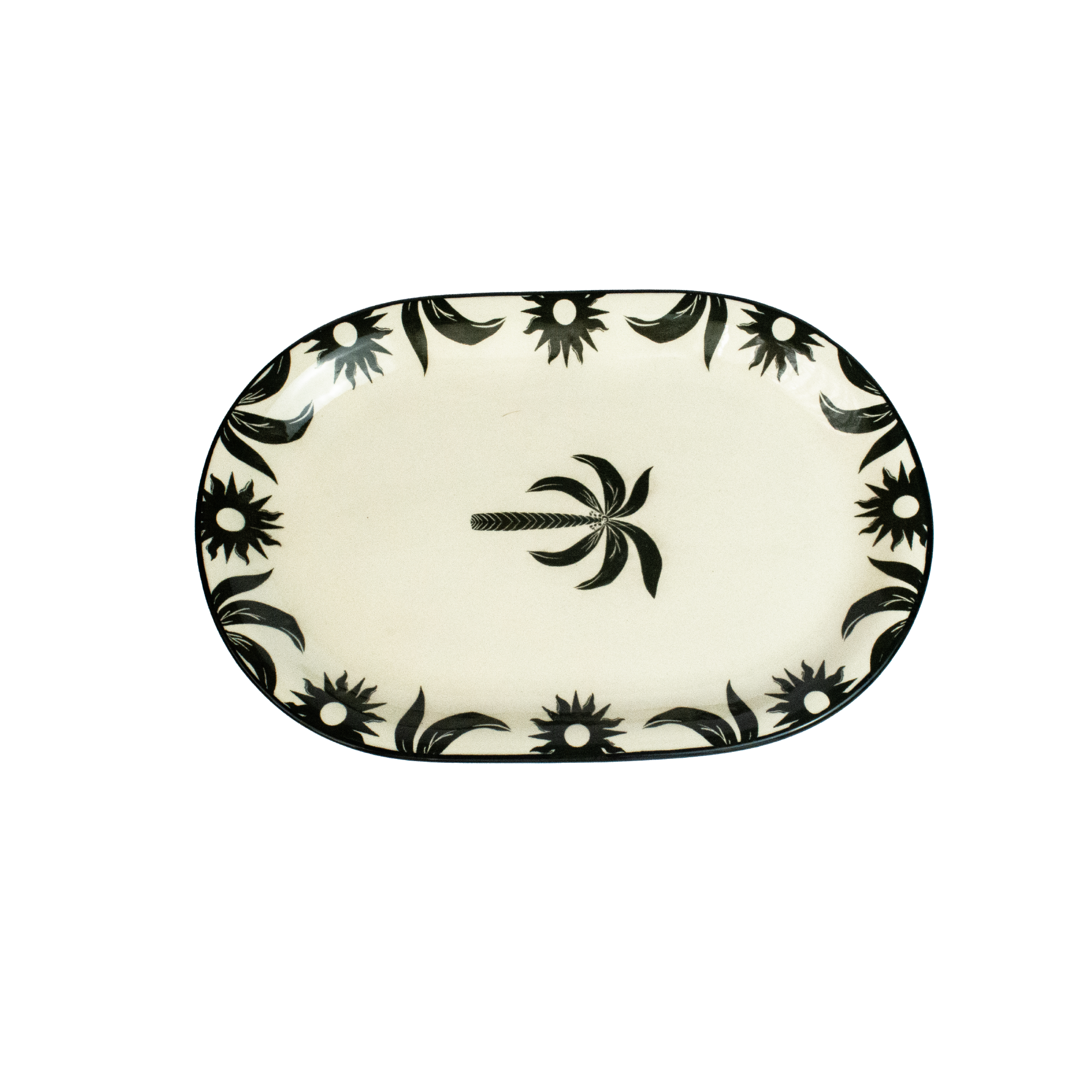 Plat ovale en céramique « Palmas Negro » (lot de 2)