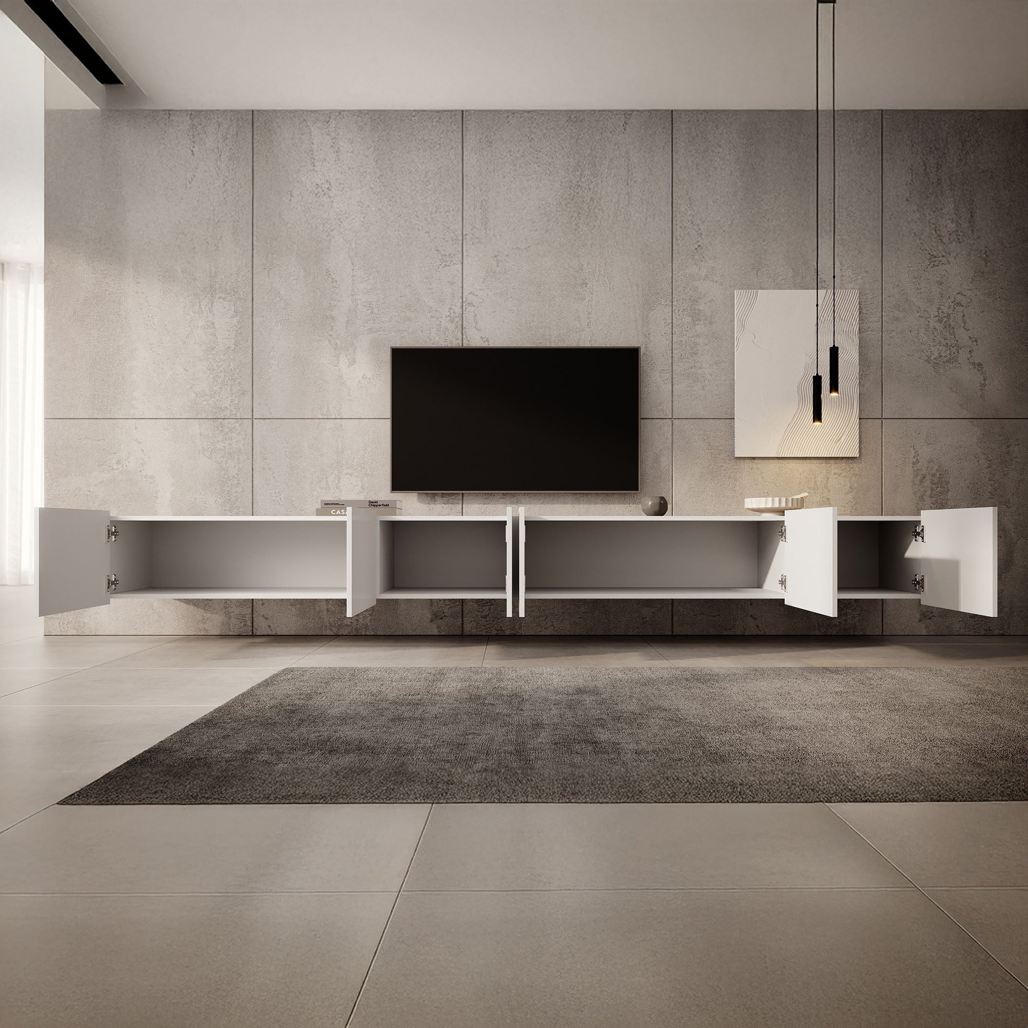 Calabas - TV-Meubel met 6 deuren - Wit - 300x43x37 cm