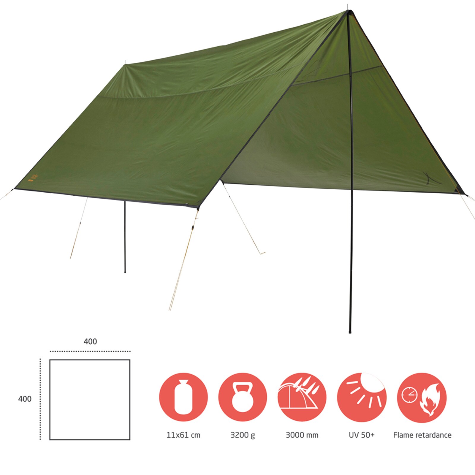 GRAND CANYON Tarp Zuni 4 Sonnensegel Camping Vor Zelt Plane UV50 Wasserdicht 4x4 Farbe: Capulet Olive