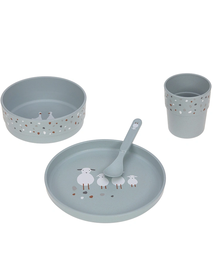 Geschirrset TINY FARMER – SHEEP&GOOSE 4-teilig in blau