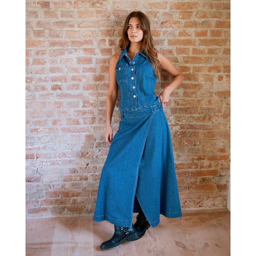 Neo Noir Nina Wrap Denim Nederdel, Blue, 40