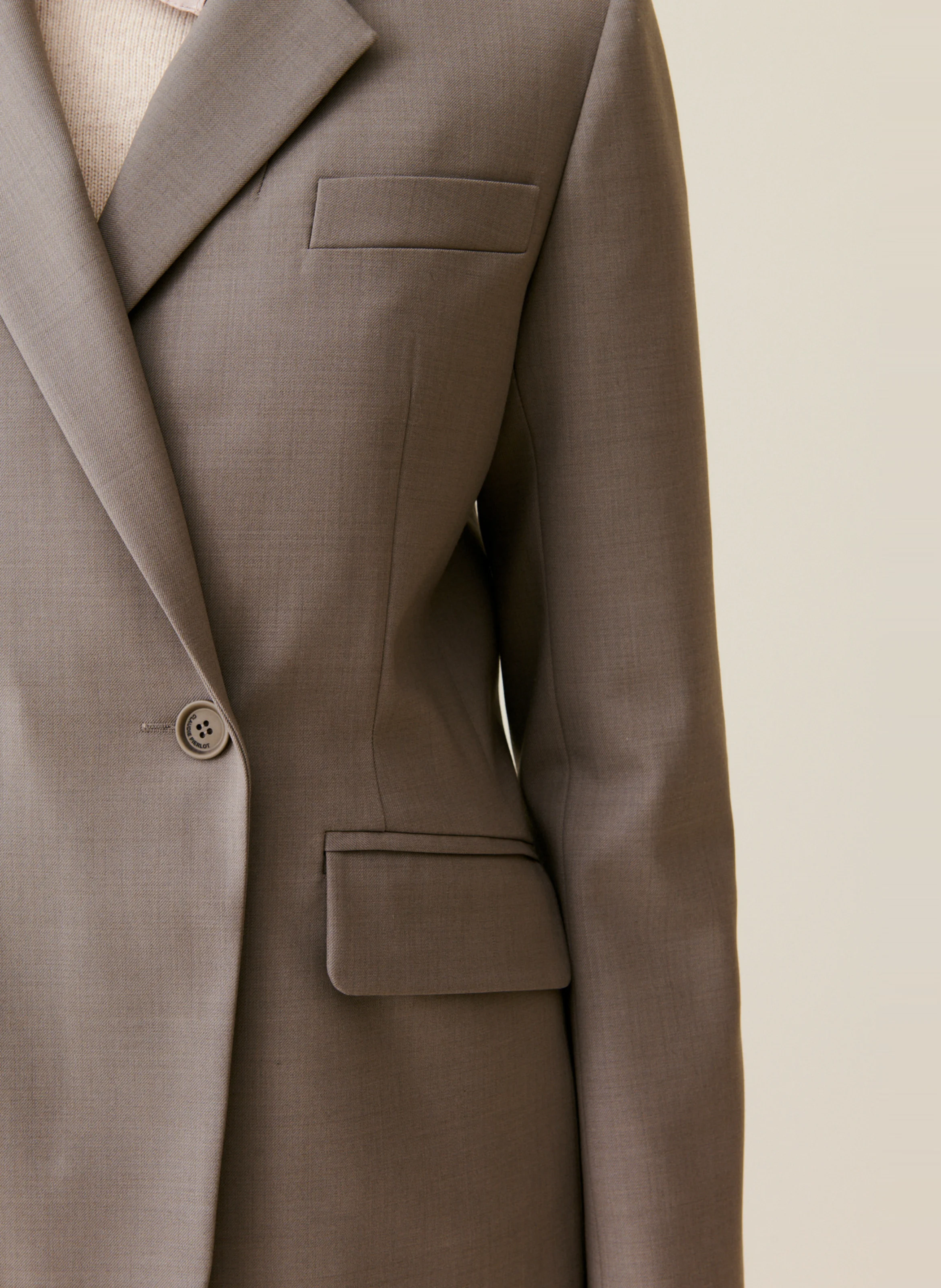 Veste de tailleur en laine mélangée | Marron