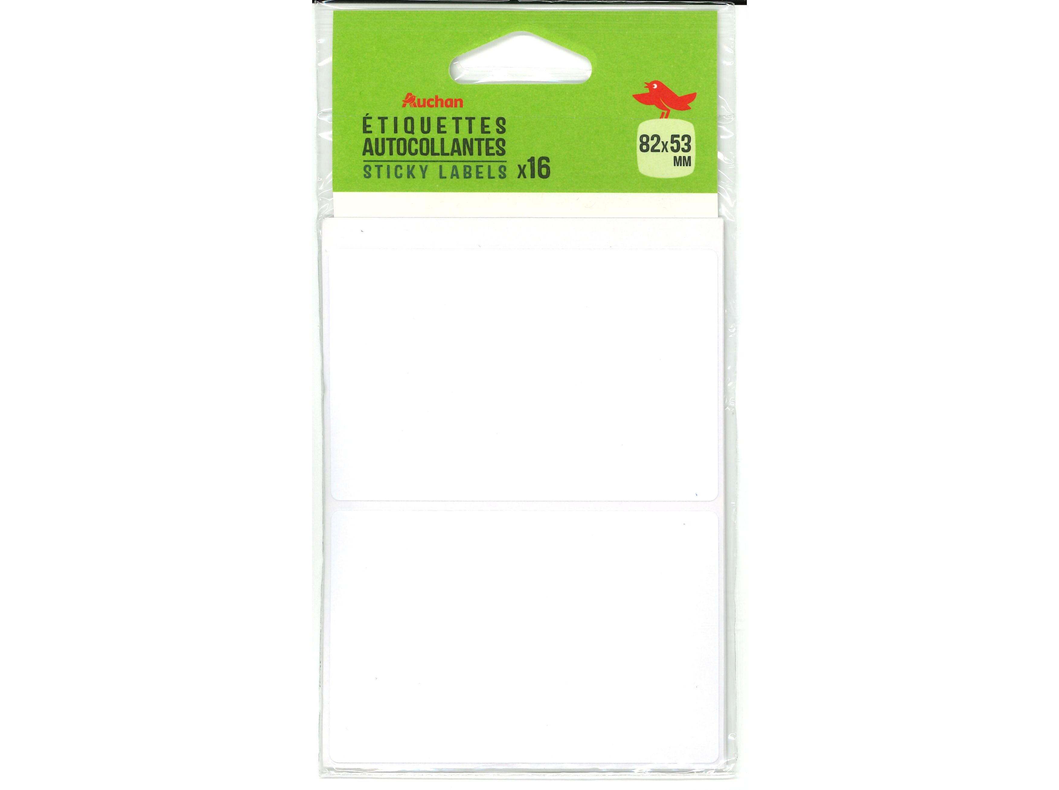 ETIQUETA AUCHAN BRANCO 82X53MM 16 UNIDADES