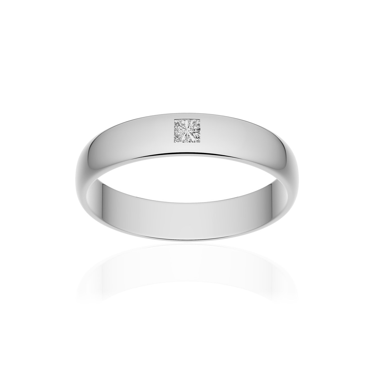 Alliance palladium 950 poli demi-jonc 4 mm diamant princesse