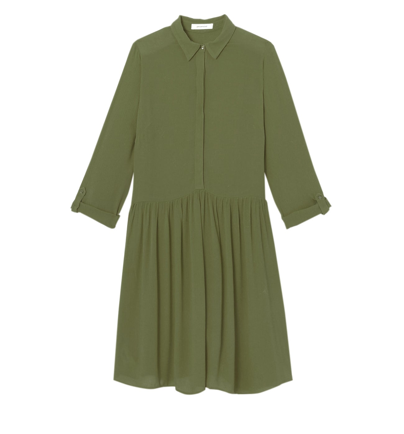 Robe en crépon JEANNE - Kaki