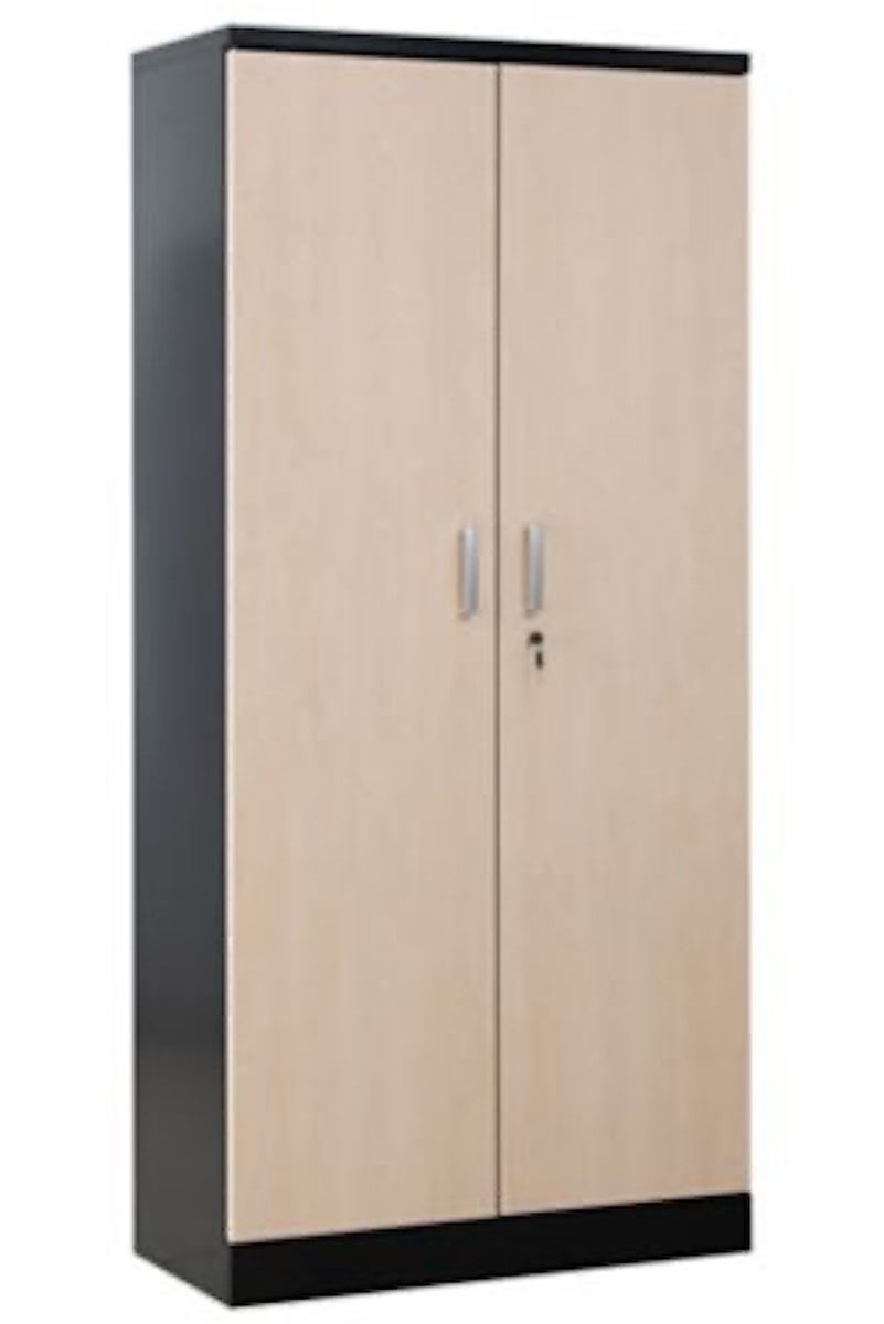 PROREGAL Beetle archiefkast met 4 legplanken, afmetingen (H x B x D): 195 x 92 x 42 cm, zwart & esdoorn