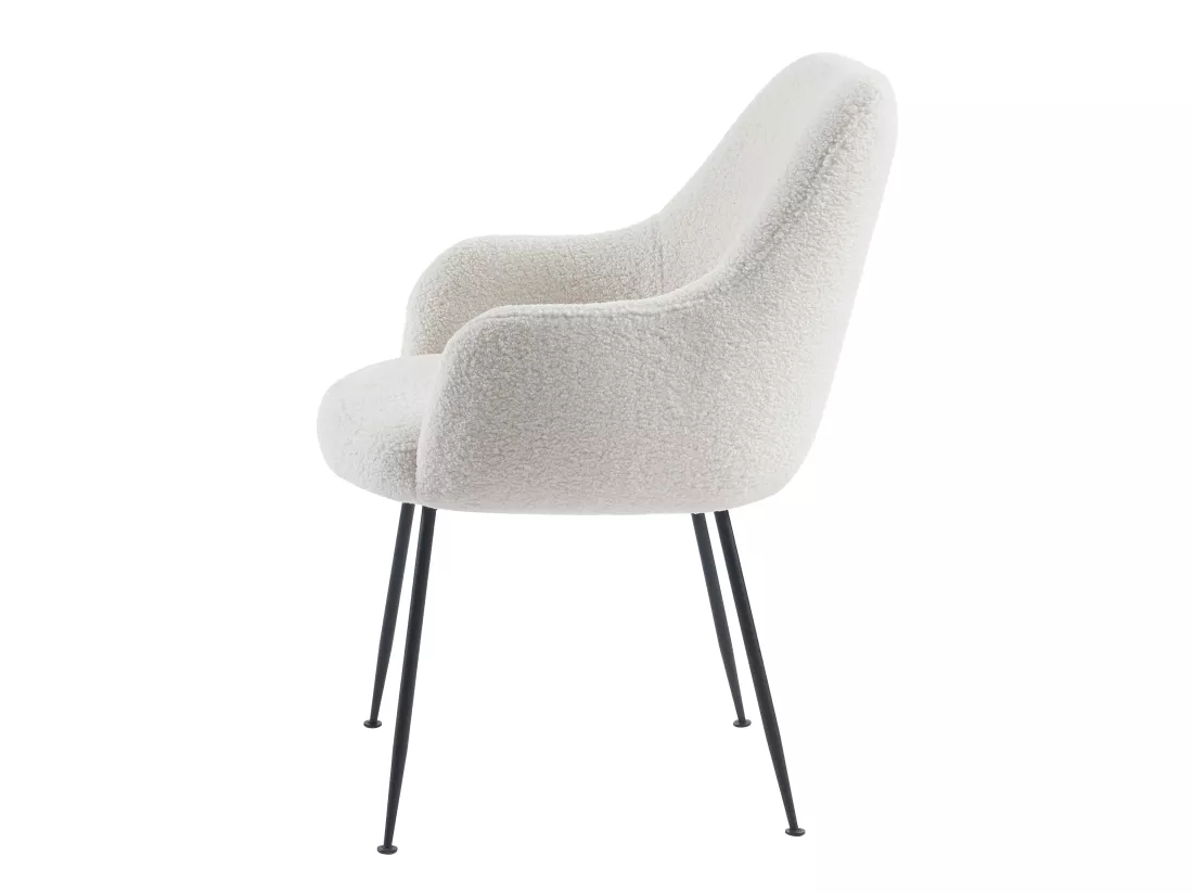 Lot de 2 chaises avec accoudoirs en tissu bouclette et métal - Blanc - TOYBA de Pascal Morabito