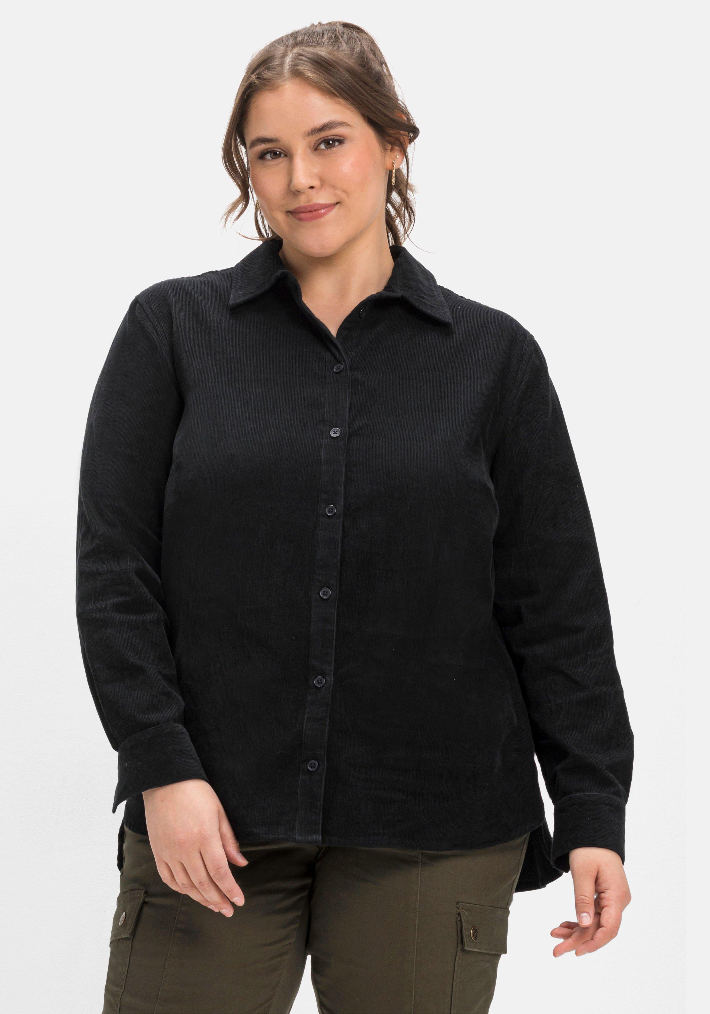 Cordbluse mit verlängerter Rückenpartie