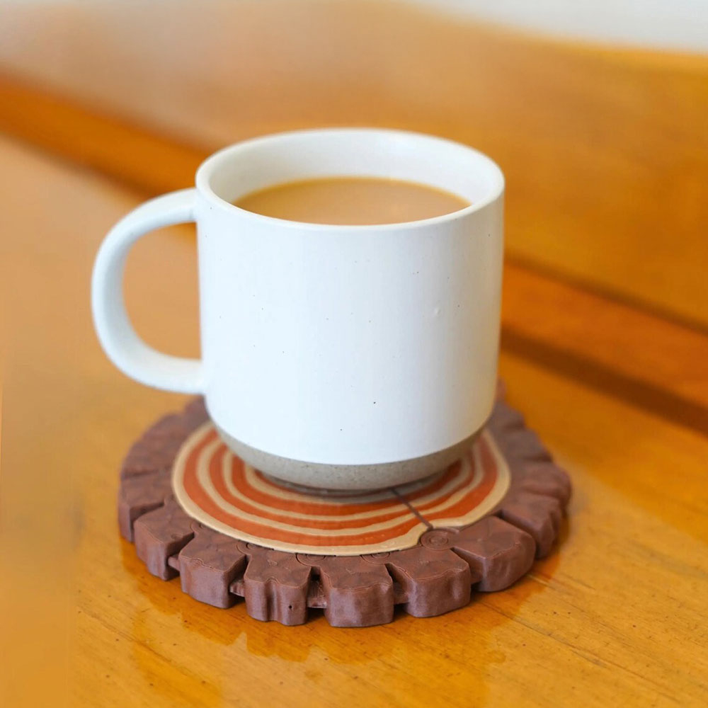 (Ø135 mm) Kunststoff Getränke Becher Tassen Träger Kaffee Untersetzer Cup Halter in Holzoptik - Braun