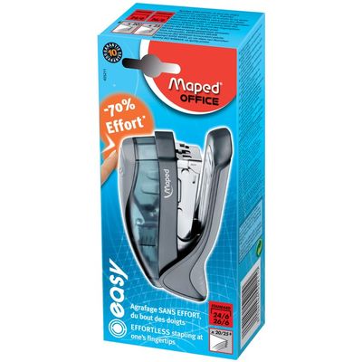 Maped - Agrafeuse Easy Half Strip gris - capacité de 25 feuilles - agrafes 24/6 ou 26/6