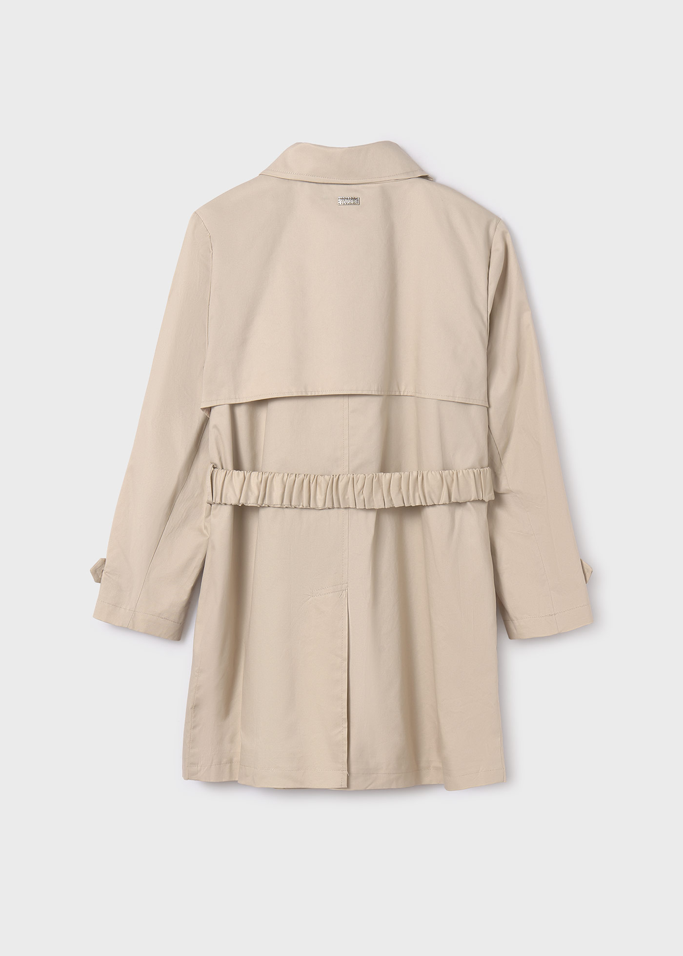 Trench coat curto com amarração nas costas