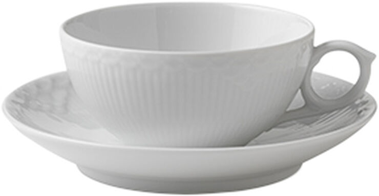 Royal Copenhagen Hvid Halvblonde 20 cl. kop med underkop Hvid