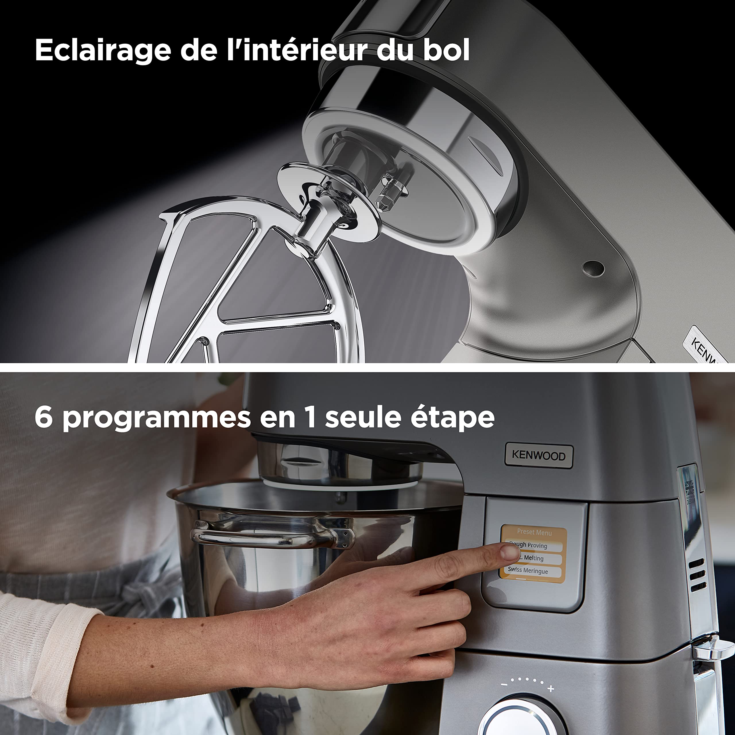 Kenwood Titanium Chef Patissier XL KWL90.034SI, Robot Patissier Balance Intégrée, Batteur K, Pétrin, Fouet, Batteur Souple, Deux Bols, Couvercle Anti-