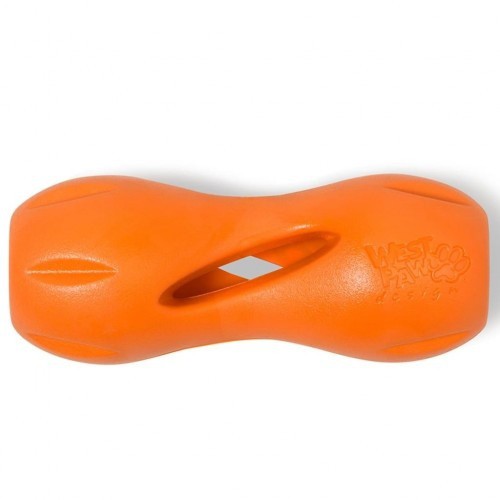 Brinquedo dispensador de petiscos laranja para cães