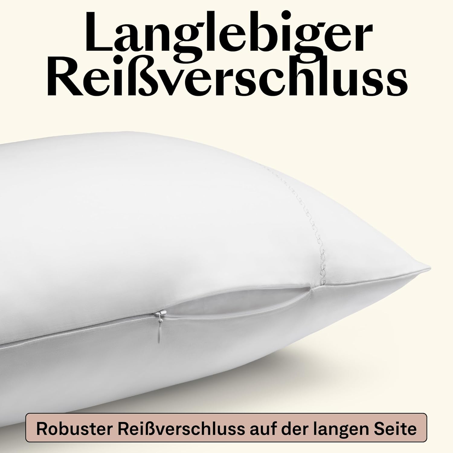 Mako Satin Bettwäsche 155 x 220 Weiß mit Stickerei| Bettwäsche Set 155x220| inkl. Kissenbezug 40x80| Hotelbettwäsche einfarbig| weich & hochwertig|LUMI