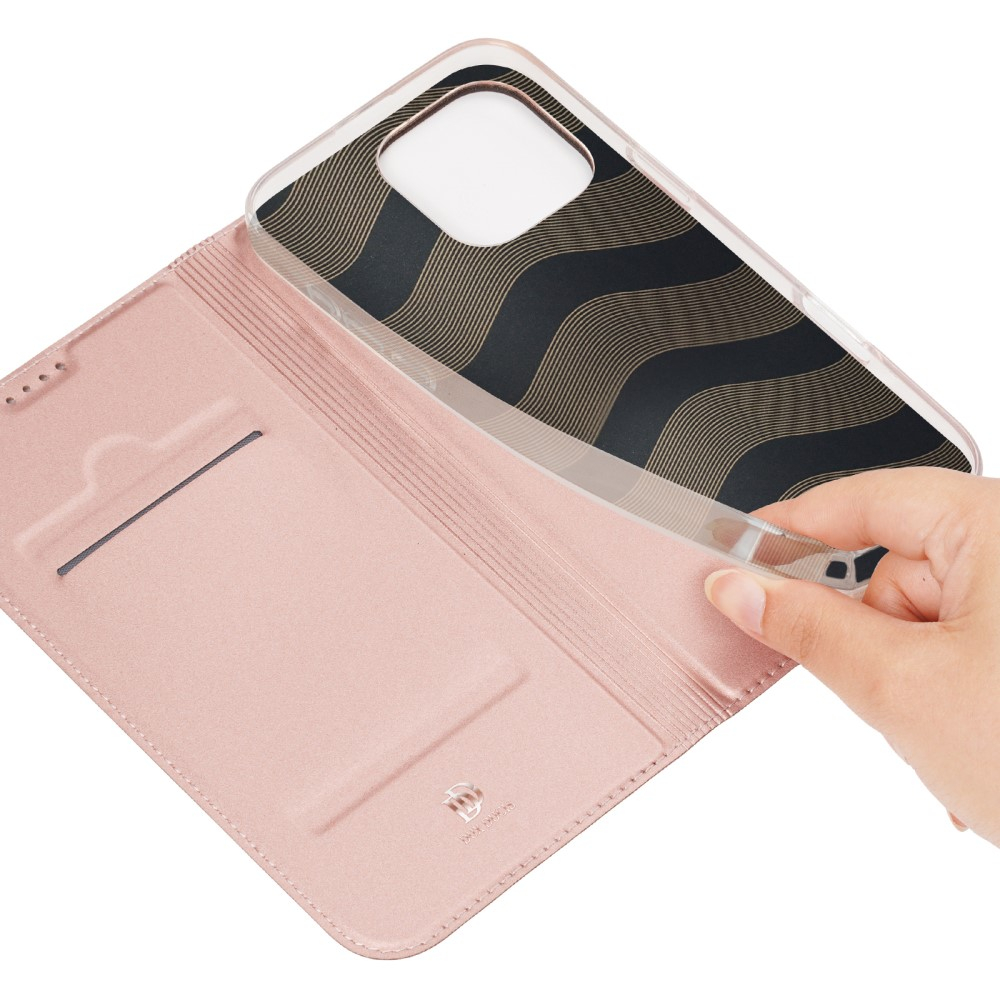 iPhone 16 Pro Flip Wallet Cover Leder Tasche - Roségold