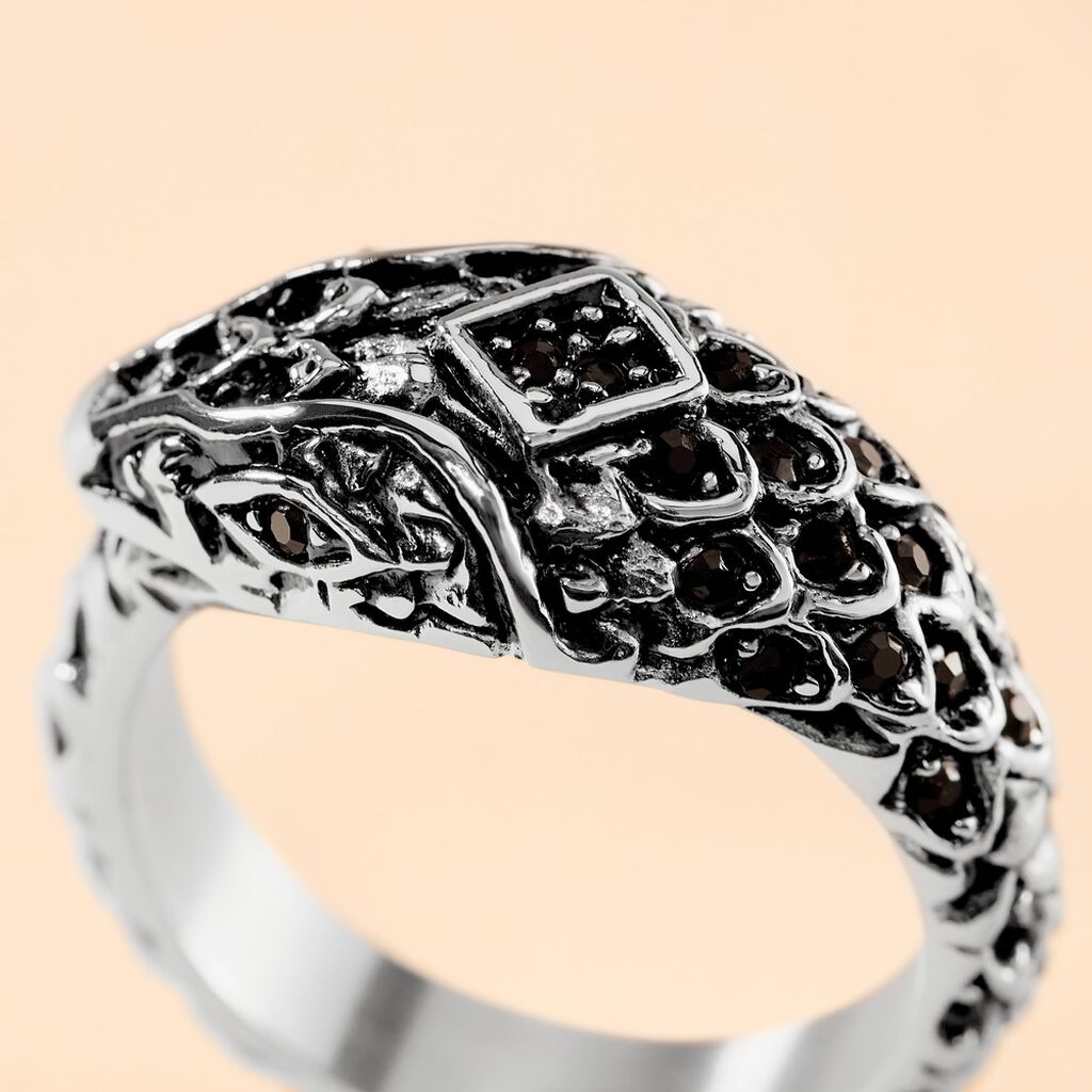 Bague Venin Acier Bicolore Oxyde De Zirconium