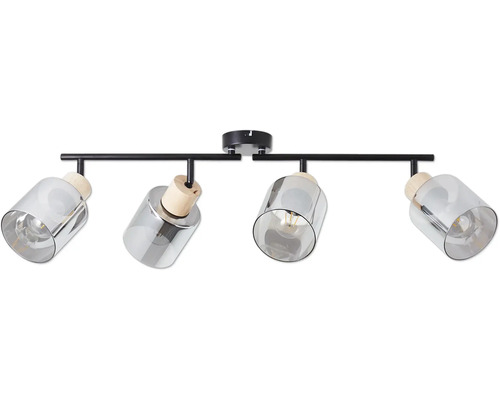 Plafondspot, 4-lichts, HxB 23x73 cm, zwart