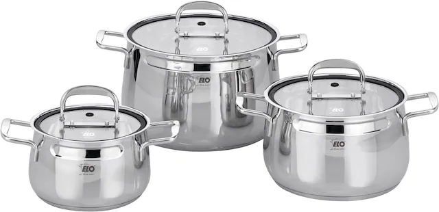 Elo Topf-Set »Mystery« Set, je 1x Fleischtopf mit Deckel Ø 16/20/24 cm, 6 Stk. tlg. Edelstahl 18/8