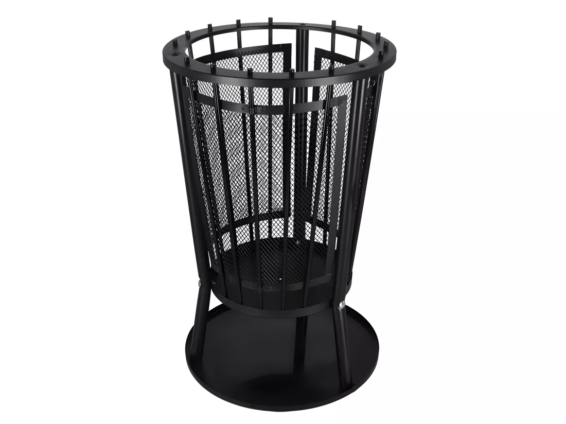 Brasero panier avec fond en métal ajouré - Noir - D 40 x H 64,5 cm
