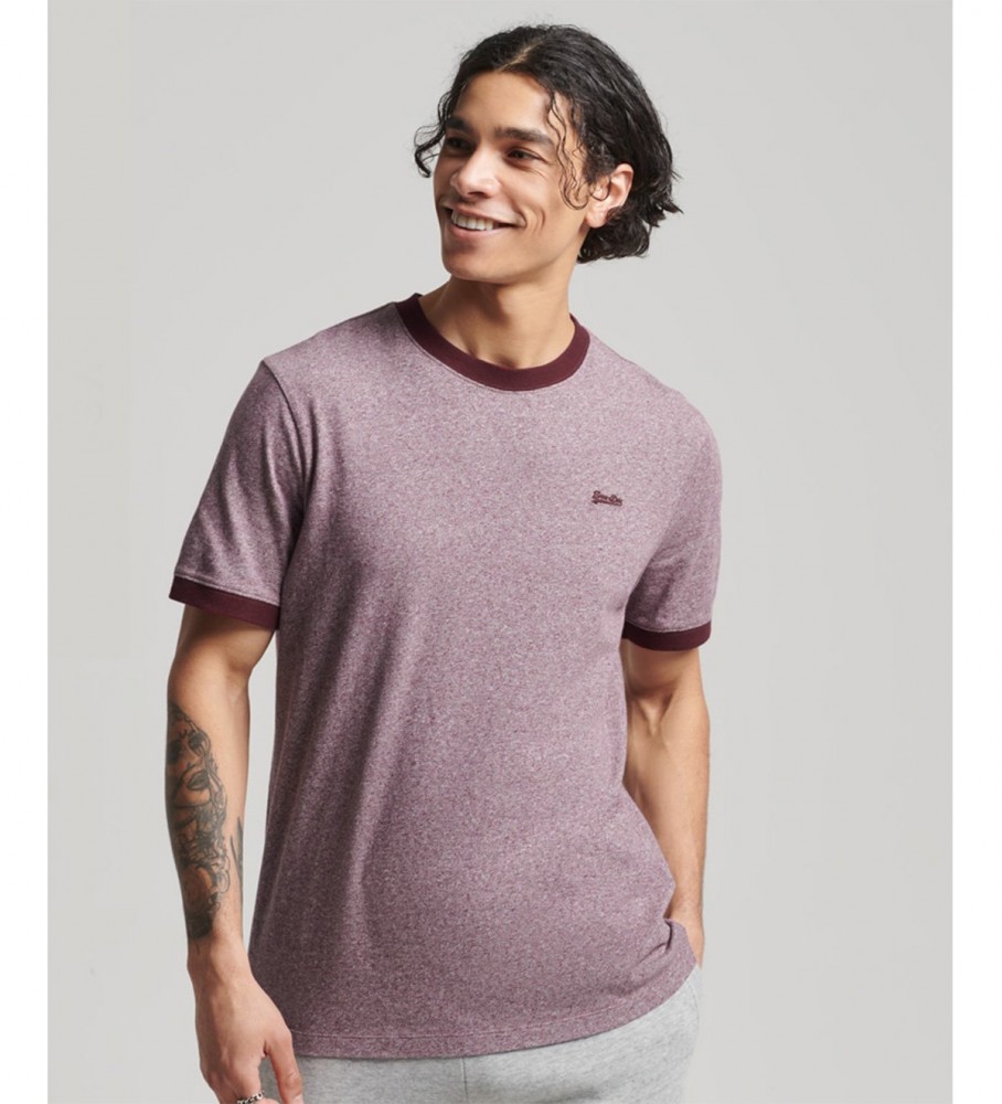 Camiseta Superdry Essential Ringer de algodão orgânico com logo - Bordô