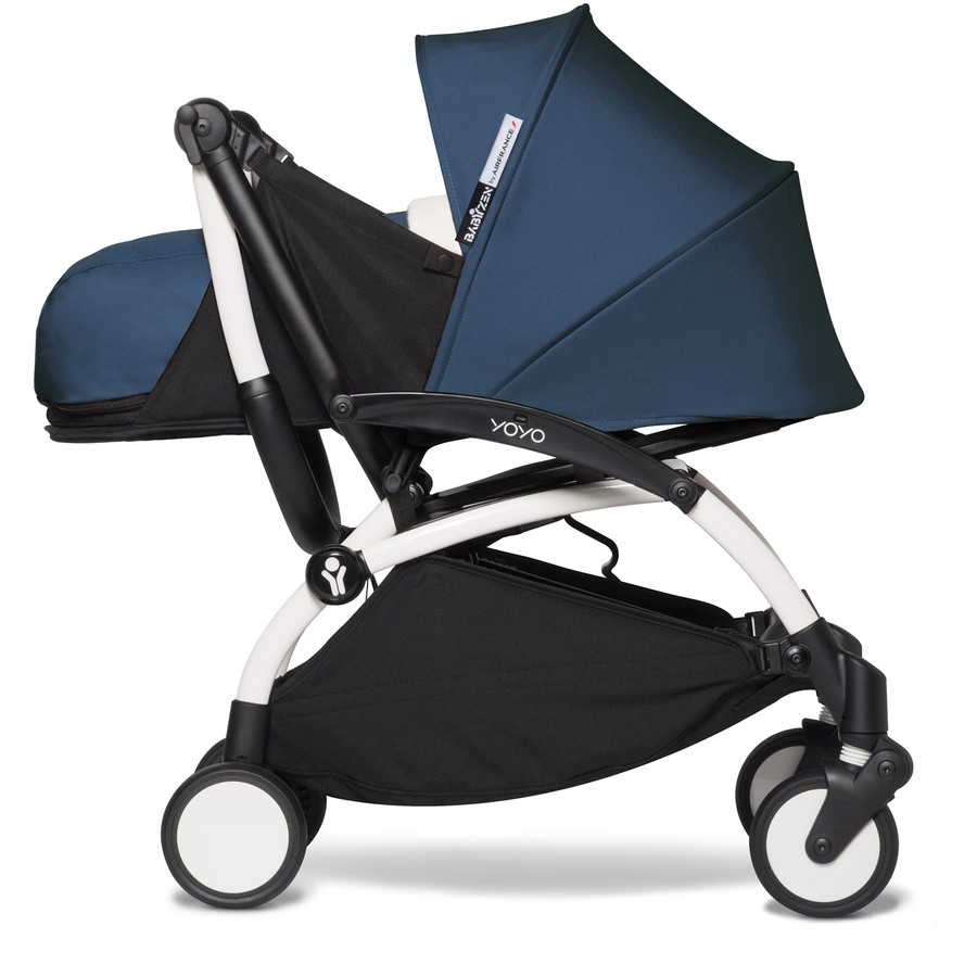 BABYZEN Kinderwagen YOYO2 0+ White mit Neugeborenenaufsatz Air France Blue