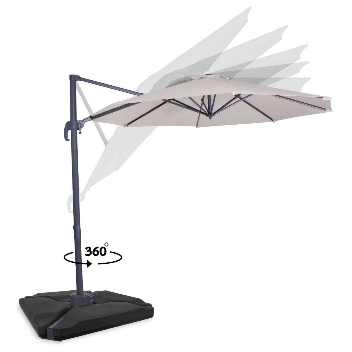 Vonroc Bardoline 300 zweefparasol met 4 tegels - Beige