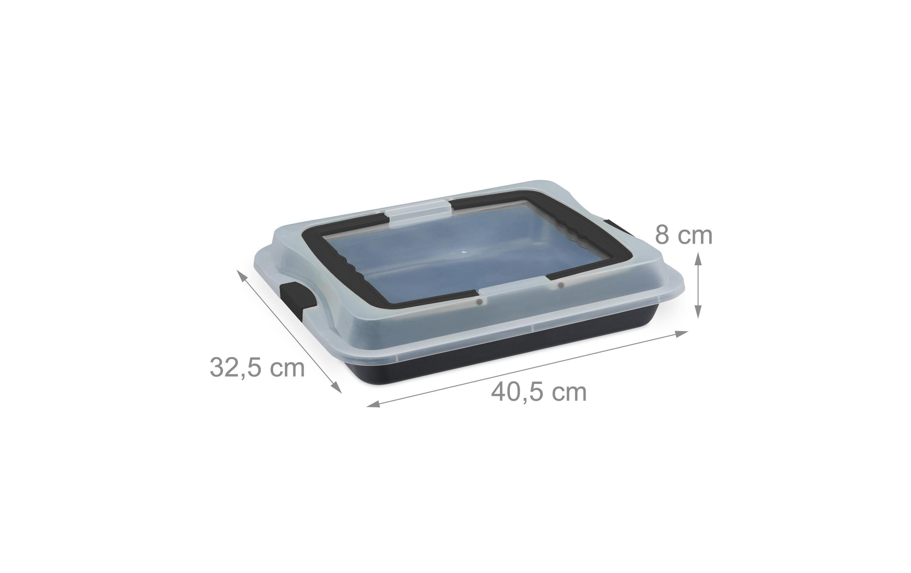 Backform eckig 40.5 cm x 32.5 cm, SchwarzPraktische Blechkuchen Transportbox