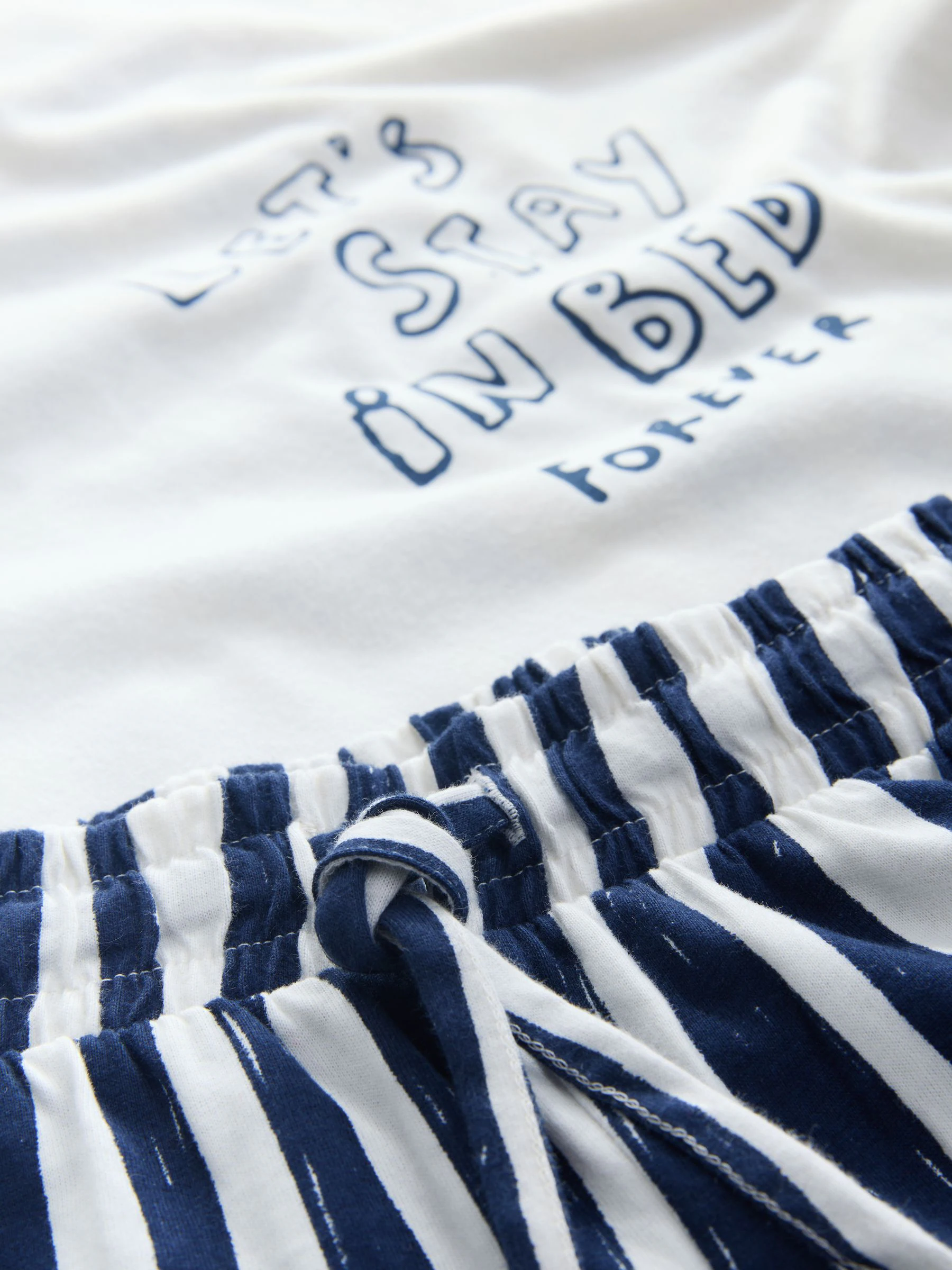 Blauw met print - Pyjama met korte mouwen