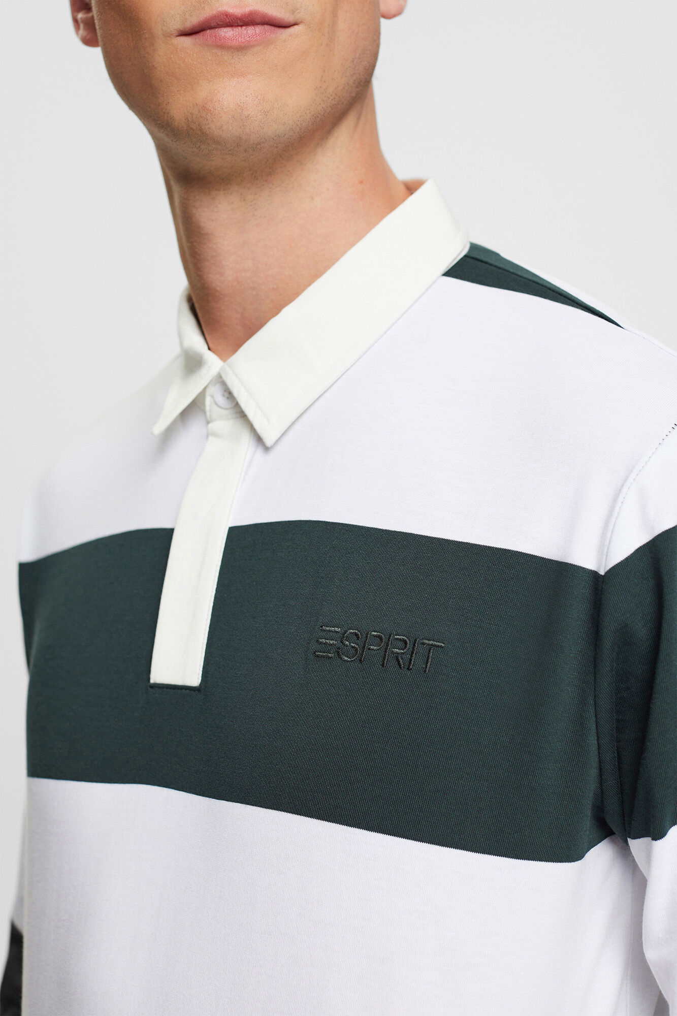 Camisa polo de manga comprida, color block - Estampa verde