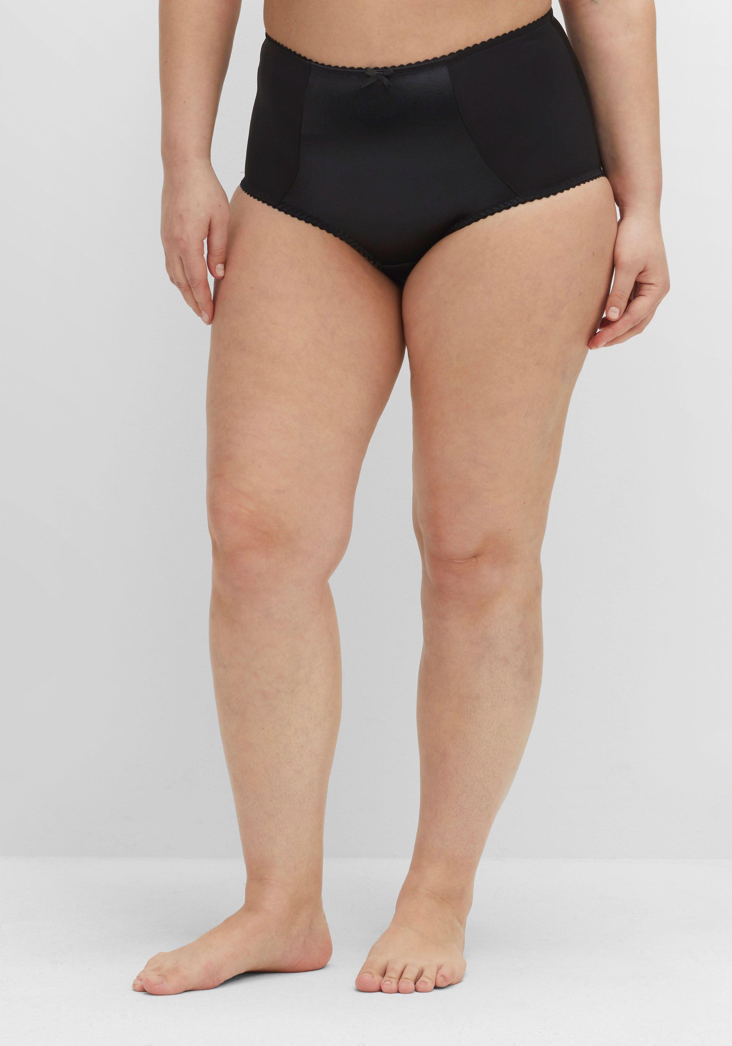 Slip mit Satineinsatz vorn, hoher Schnitt