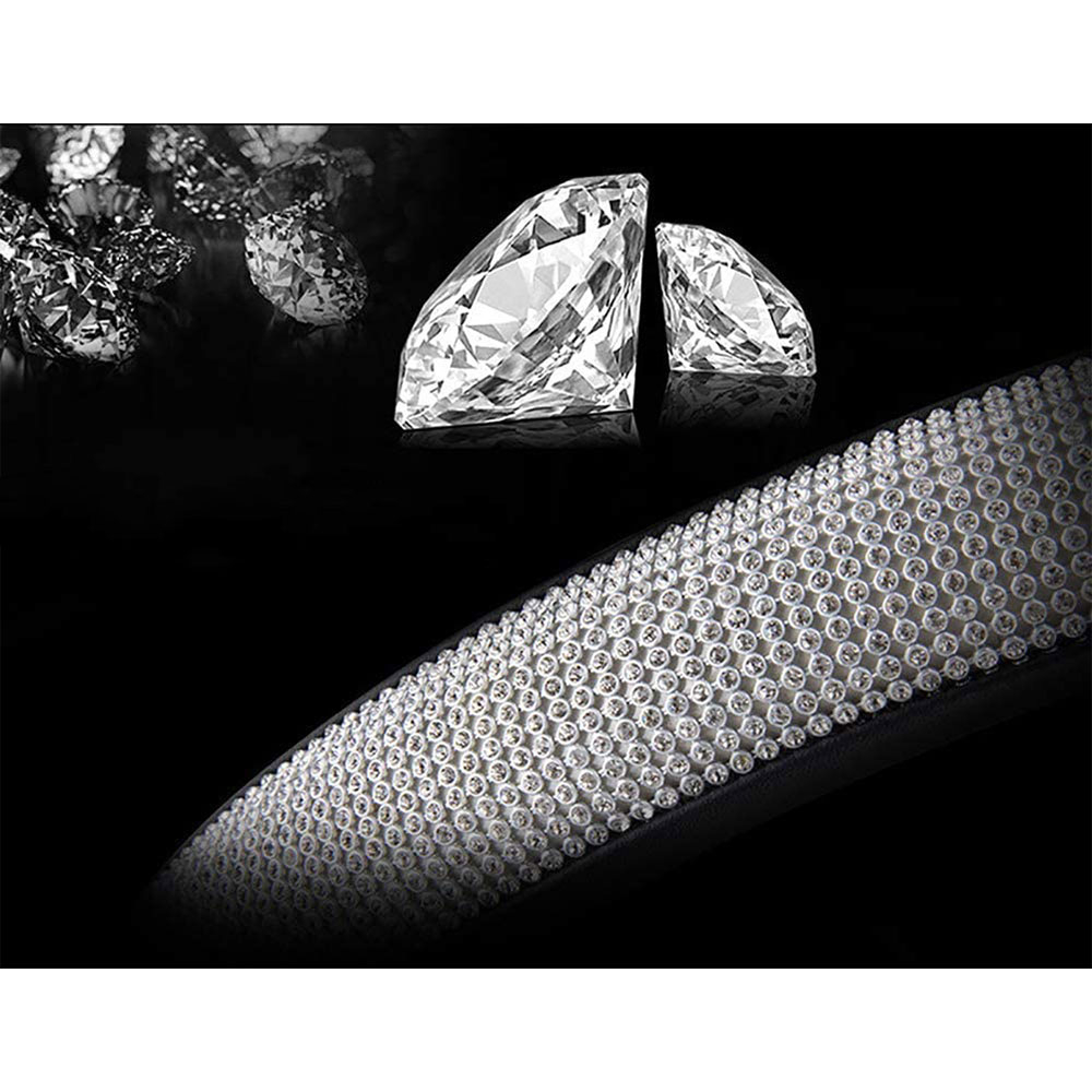 (Ø37cm) Auto Lenkrad Glitzer Überzug Universal Strassstein Accessoire - Silber / Schwarz