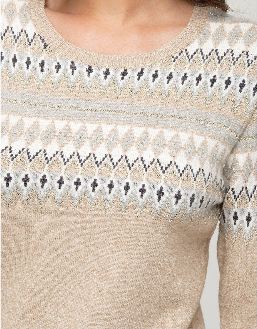 Pull jacquard beige