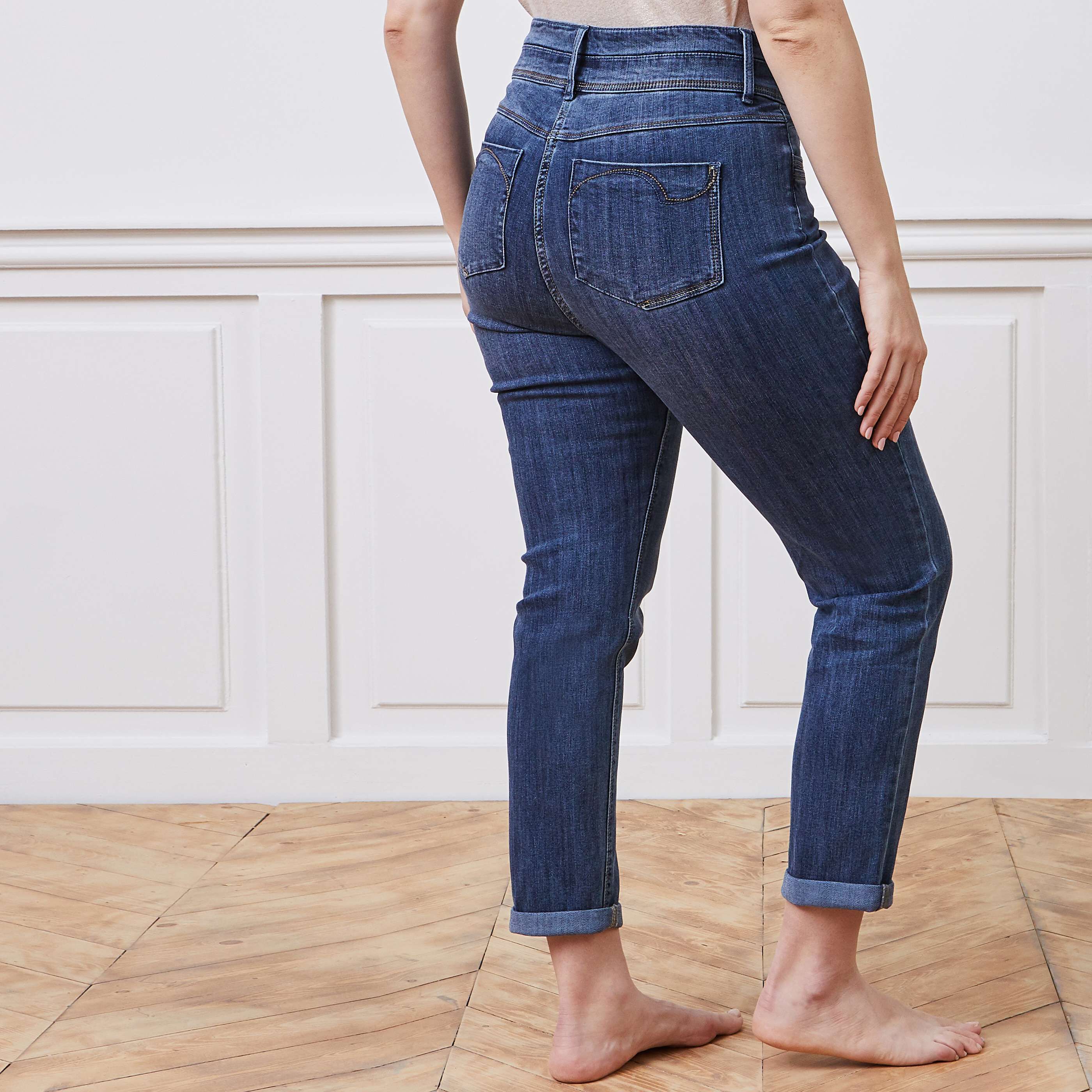 Jean raccourci taille haute HANOI femme - STONE