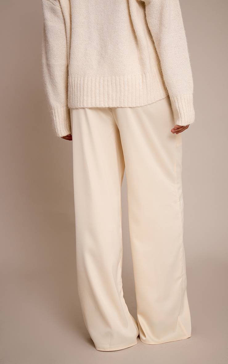 Butter Cream Pantalon Large Taille Basse En Satin Avec Cordon De Serrage